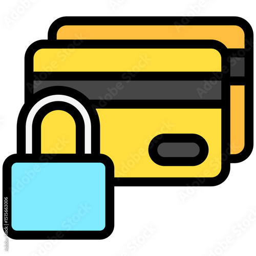 Card Lock outline color, mini illustration icon. use for modern concept, print, UI, UX kit, web and app development. Vector related to account management, ecommerce, banking and finance.