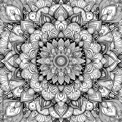 Mindful Mandala Coloring Page for Stress Relief - Generative AI