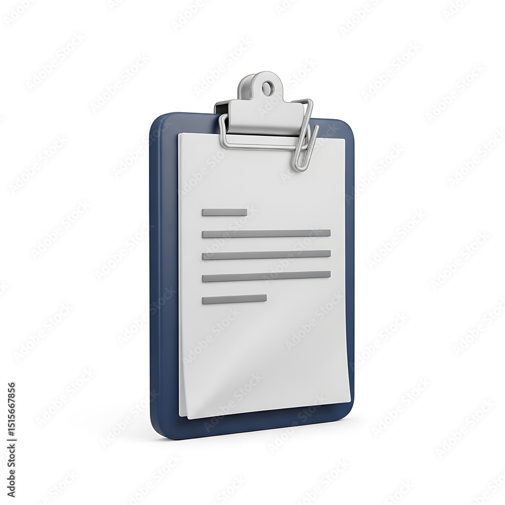 Clipboard with Paper and Clip Illustration Clipboard with Paper and Clip Illustration