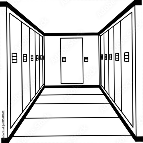 Empty school locker room corridor illustration