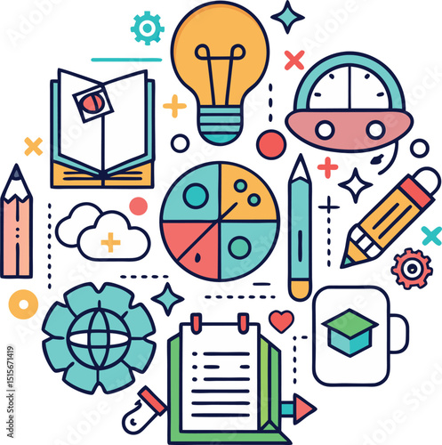 Editable Stroke Art Supplies Icons – Vector Line Illustration Set