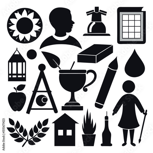 Art and Education Silhouette – Vector on White Background