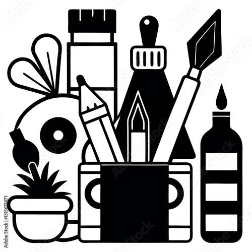 Art and Education Icons – Vector Illustration on White Background