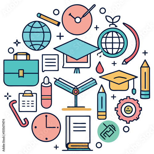 Art and Education Icons – Vector Illustration on White Background