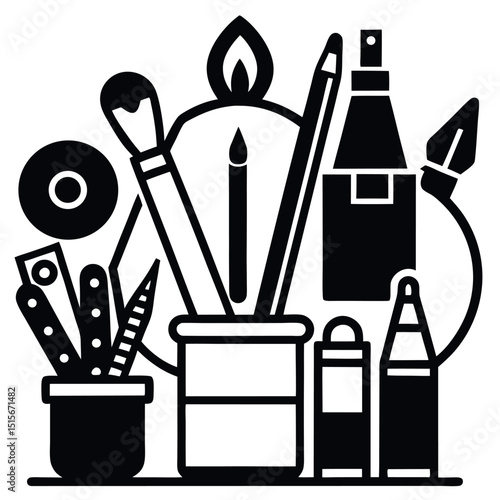 Art Supplies Icons – Editable Stroke Vector Collection