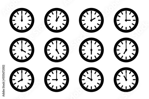1時から12時を示す時計のアイコン