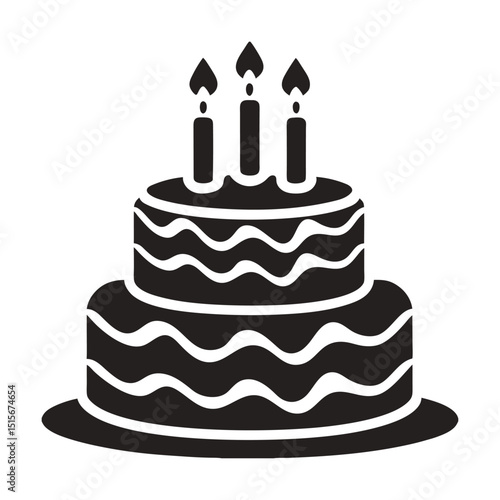 cake silhouette black white candles icon