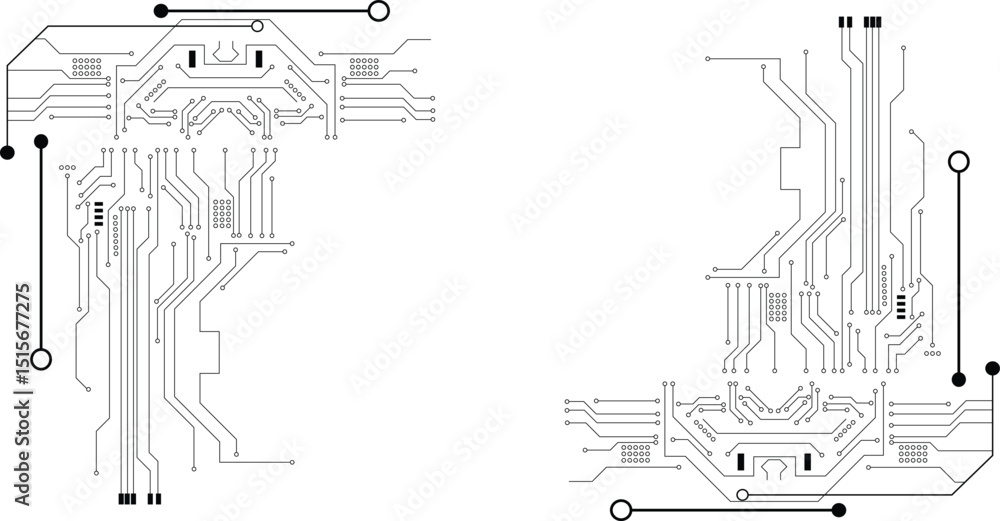 Obraz premium Vector Abstract circuit board connecting dots and lines , data visualization technology background isolated design. 