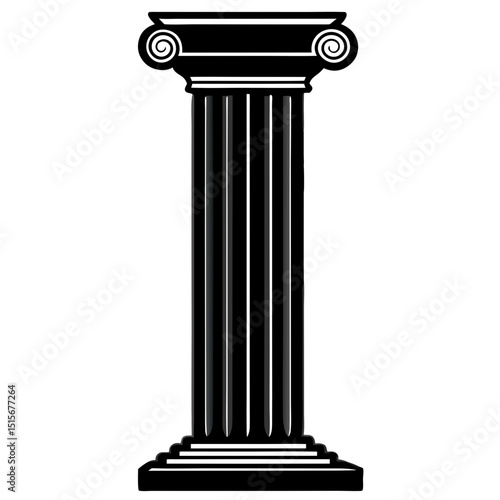 Black and white illustration of a classical column