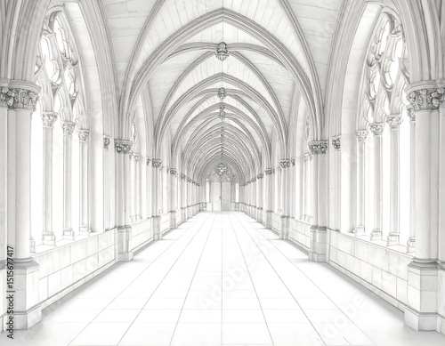 White Gothic Hallway