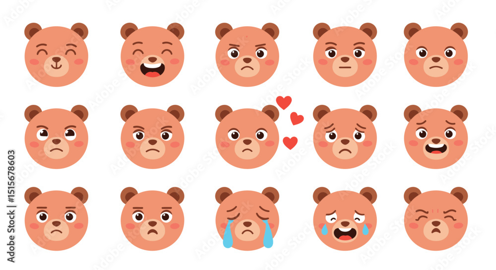 Cute Bear Emoticons & Emojis: Expressive Cartoon Animal Faces Cute Bear Emoticons & Emojis: Expressive Cartoon Animal Faces