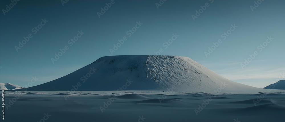 Fototapeta premium Snowy Mountain Plateau Landscape In Arctic