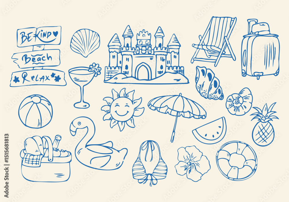 Blue Line Summer Elements Pack – Tropical Beach Illustrations. Perfect for travel blogs, summer marketing campaigns, greeting cards, and vacation-themed designs. Blue Line Summer Elements Pack – Tropical Beach Illustrations. Perfect for travel blogs, summer marketing campaigns, greeting cards, and vacation-themed designs.
