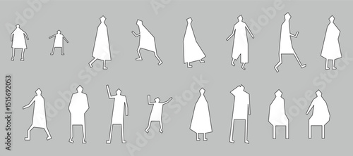Sketch people illustrations, people vector illustration. Hand drawn, set elements for architecture and landscape design. Sections, Elevations, Floor Plans.	