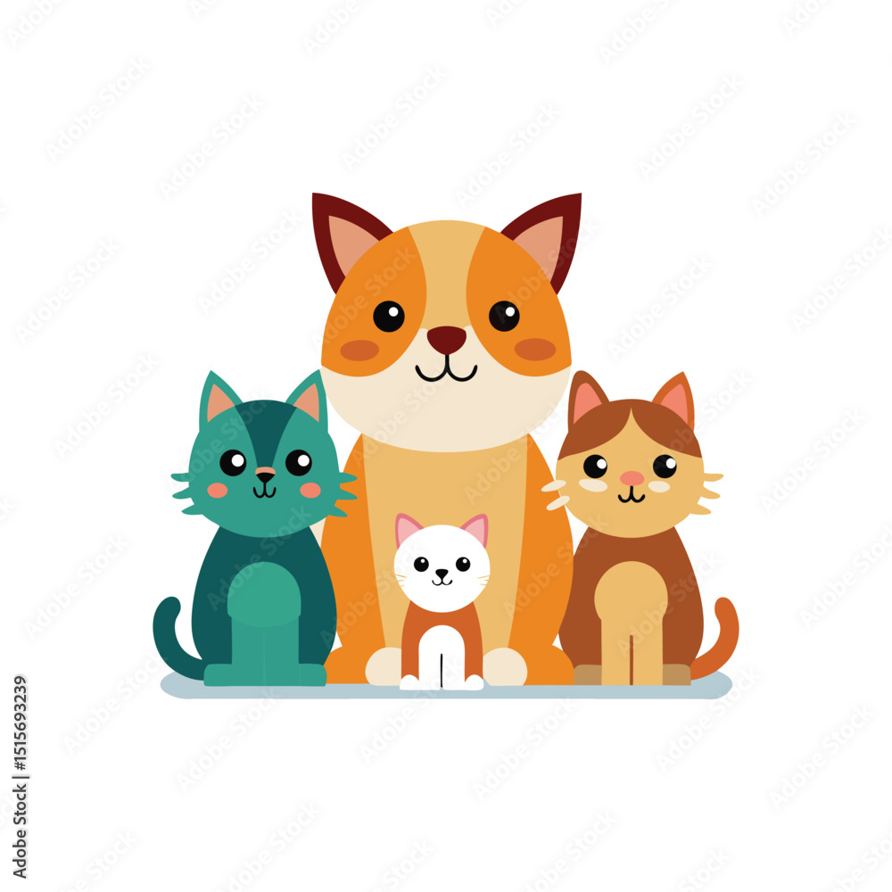 Minimal Cute Pets Group Cat icon vector illustration isolated on white background Minimal Cute Pets Group Cat icon vector illustration isolated on white background