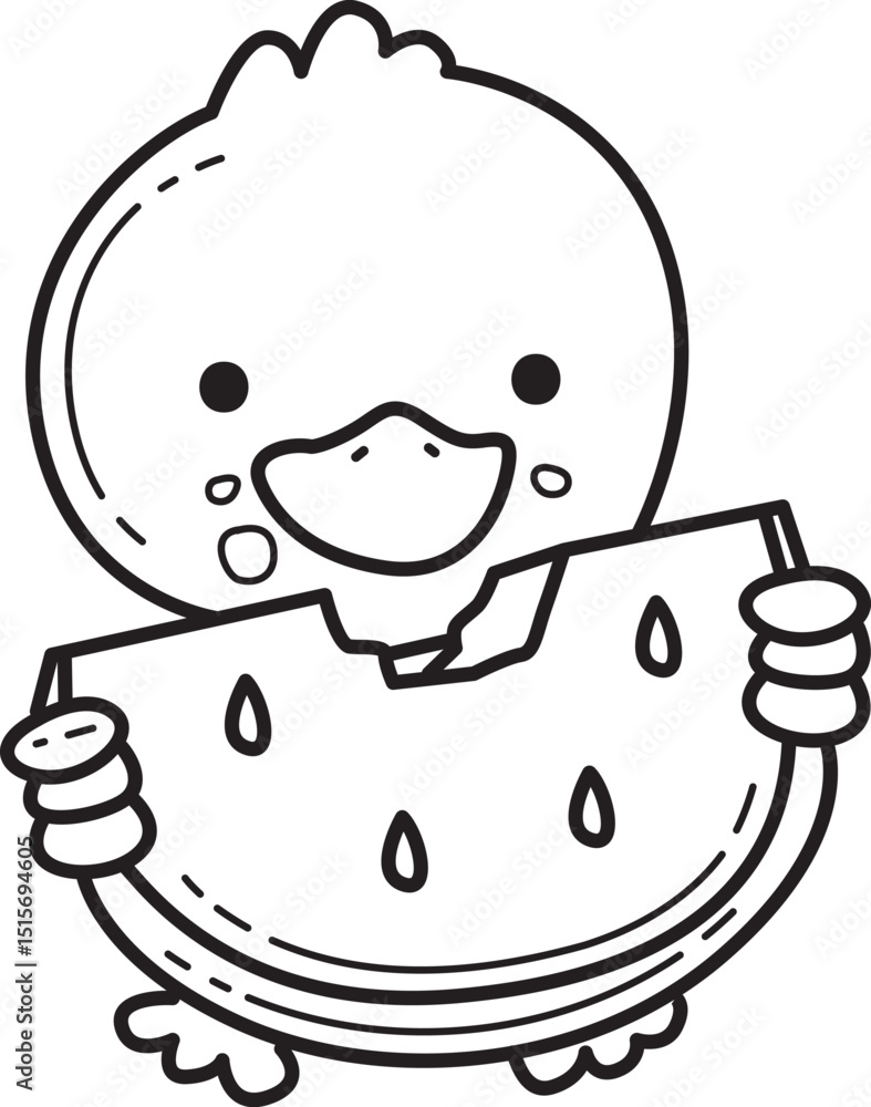 Outline of Funny baby Duck animal series. Coloring pages of Duck designs. Outline of Funny baby Duck animal series. Coloring pages of Duck designs.