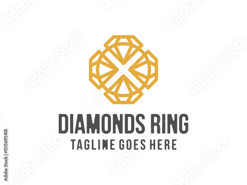 abstract luxury diamond ring logo design, vector, isolated on transparent background