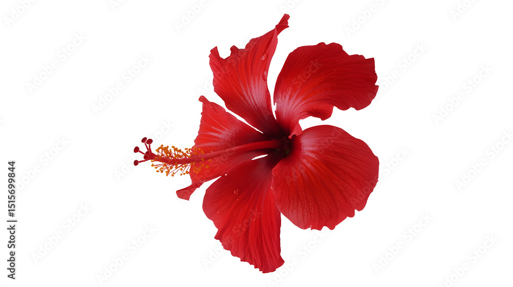 Fototapeta premium Vibrant Red Hibiscus Flower Against a Black Background