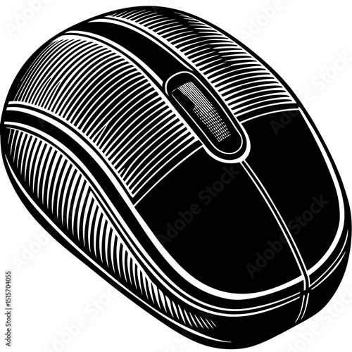 Black and white wireless computer mouse illustration