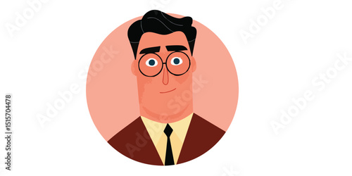 A stylish man, exuding confidence and intellect, is captured in a polished graphic illustration.