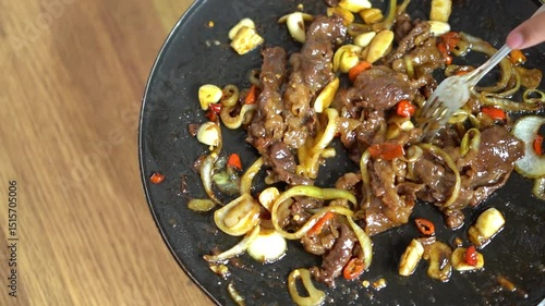 Yakiniku or BBQ is the food that grille a thin sliced beef and dipped in a soy-bean sauce based sauce
