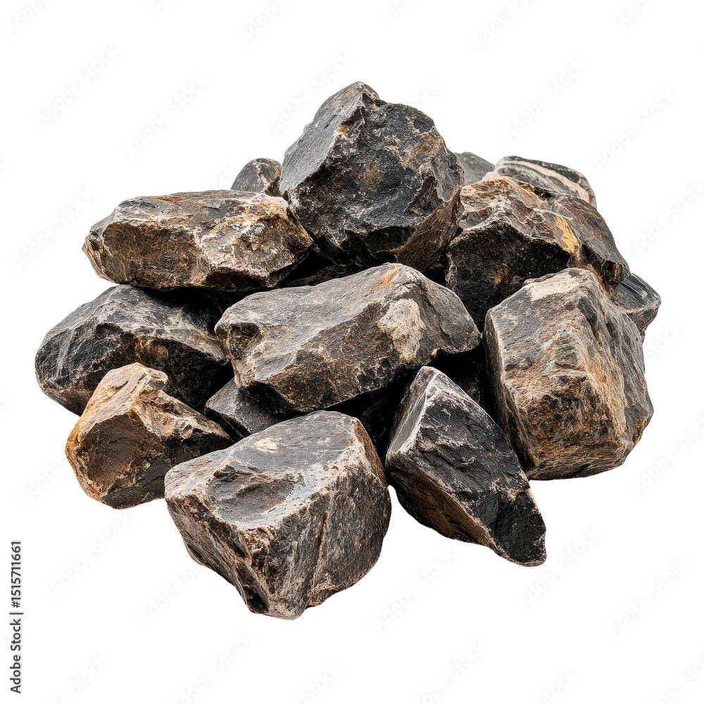 Various black rocks arranged artistically on a clean Transparent background for display, rocks isolated on PNG background Various black rocks arranged artistically on a clean Transparent background for display, rocks isolated on PNG background