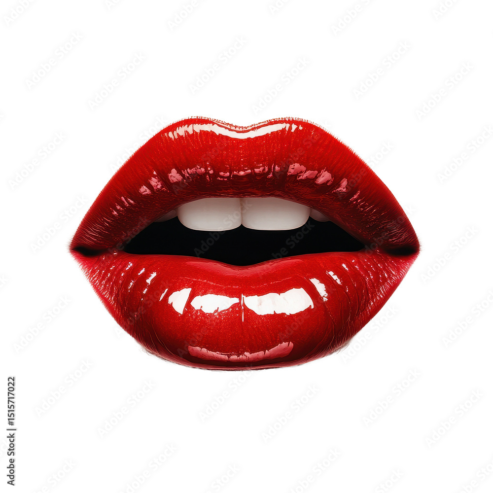 Bright red lips create a striking visual against a pristine Transparent background, Red lips isolated on PNG background Bright red lips create a striking visual against a pristine Transparent background, Red lips isolated on PNG background