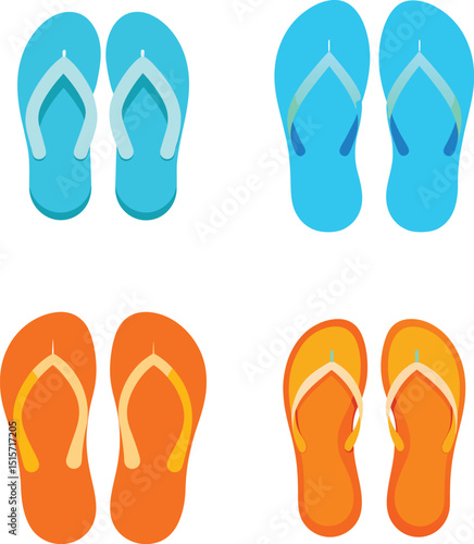 Colorful flip flops summer beach footwear vacation sandals shoes