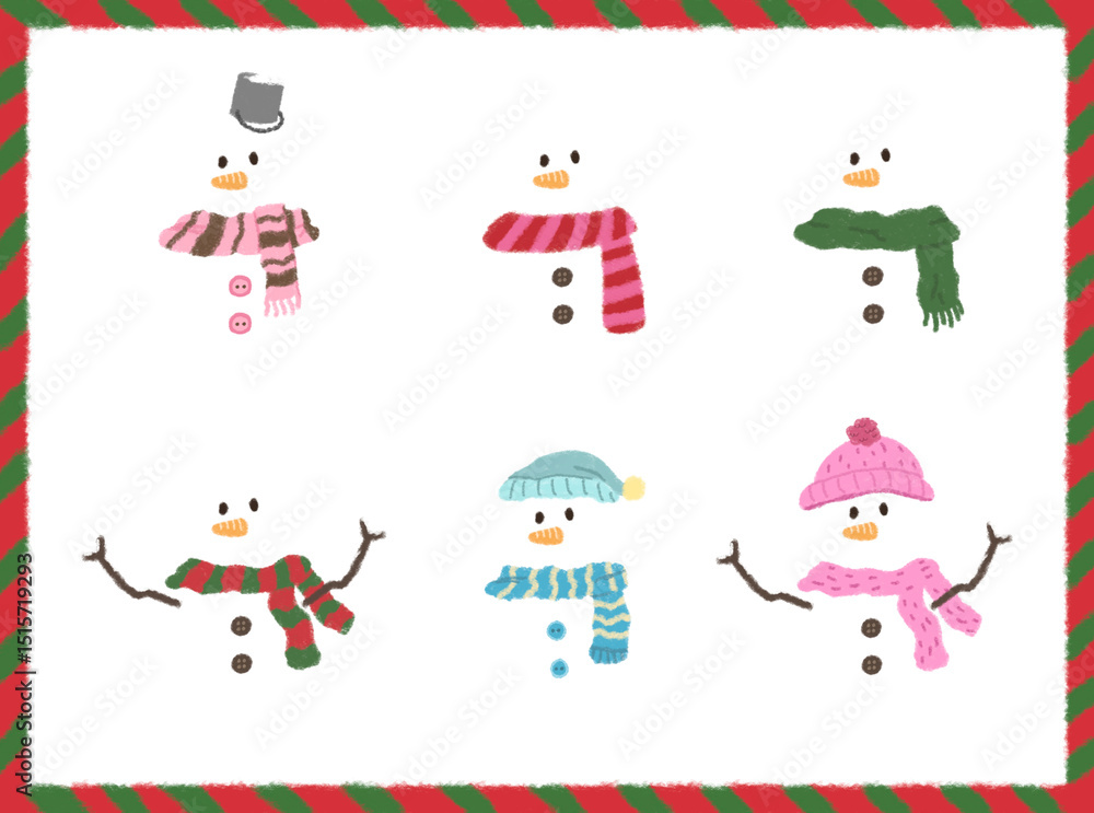 Fototapeta premium Winter snowman illustration drawing character