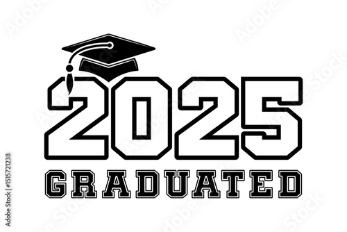 Class of 2025 Graduation Cap Typography Graphic Design