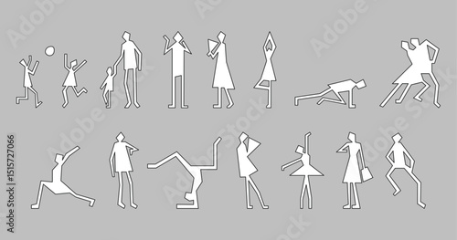 Sketch people illustrations, people vector illustration. Hand drawn, set elements for architecture and landscape design. Sections, Elevations, Floor Plans.	
