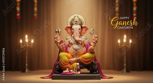 Happy ganesh chaturthi ganesha hinduism festival celebration traditional india