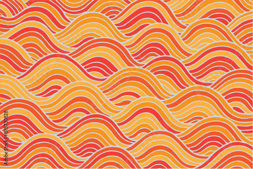 Abstract wave curves flow smoothly across a gradient orange vector background, forming an elegant and vibrant layout suitable for creative or tech designs.

