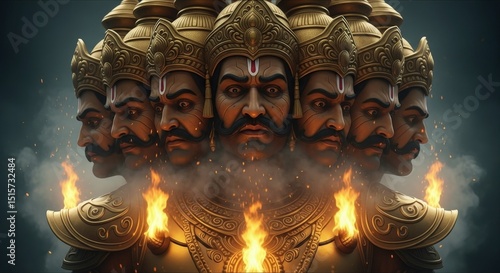 Ravana hindu mythology demon king lanka ramayana indian god hinduism faces
