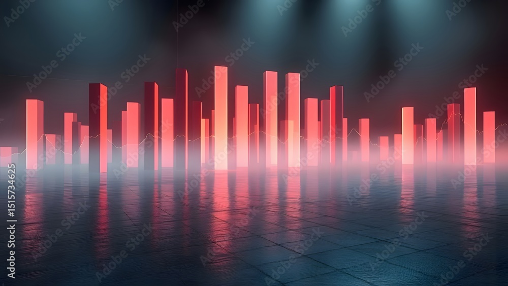 Fototapeta premium Abstract 3d rendered financial graph visualizing growth and investment data on a dark background