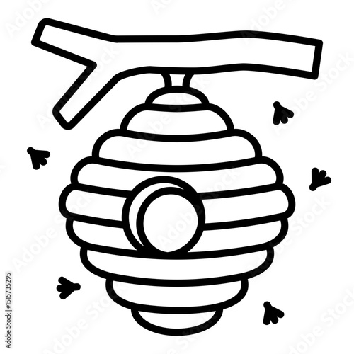 Icon of a wasp or bee nest hanging from a tree branch