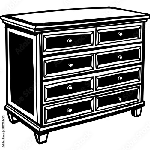 Classic wooden chest of drawers illustration