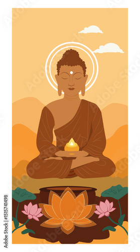 Happy Buddha Purnima Celebratory Vector Art-02