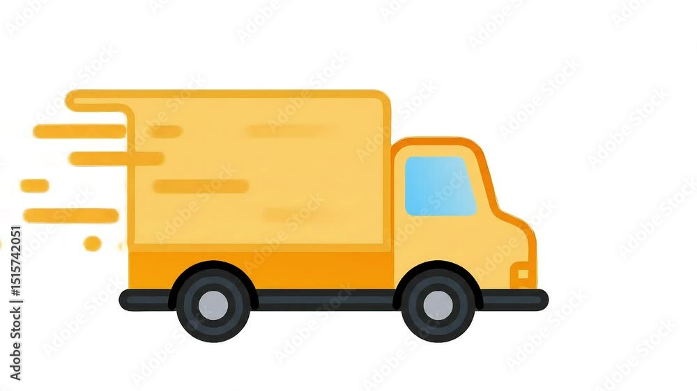 Animated Yellow Delivery Truck with Speed Lines for Transportation and Logistics Animated Yellow Delivery Truck with Speed Lines for Transportation and Logistics