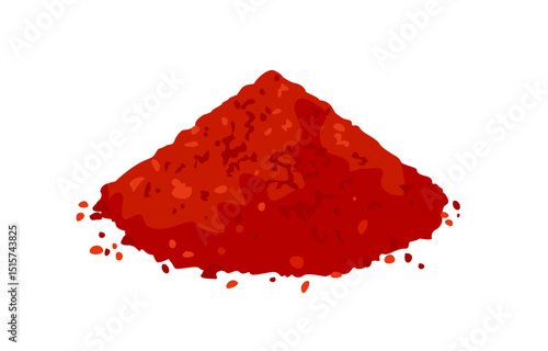 Heap of red pepper powder isolated on white background. Vector cartoon flat illustration.