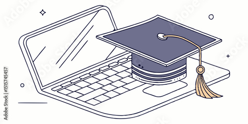 Graduation Cap On Laptop Symbol Of E Learning
