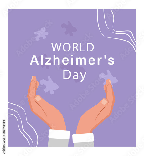Gentle World Alzheimer's Day Illustration with Forget-Me-Nots and Purple Ribbon-02