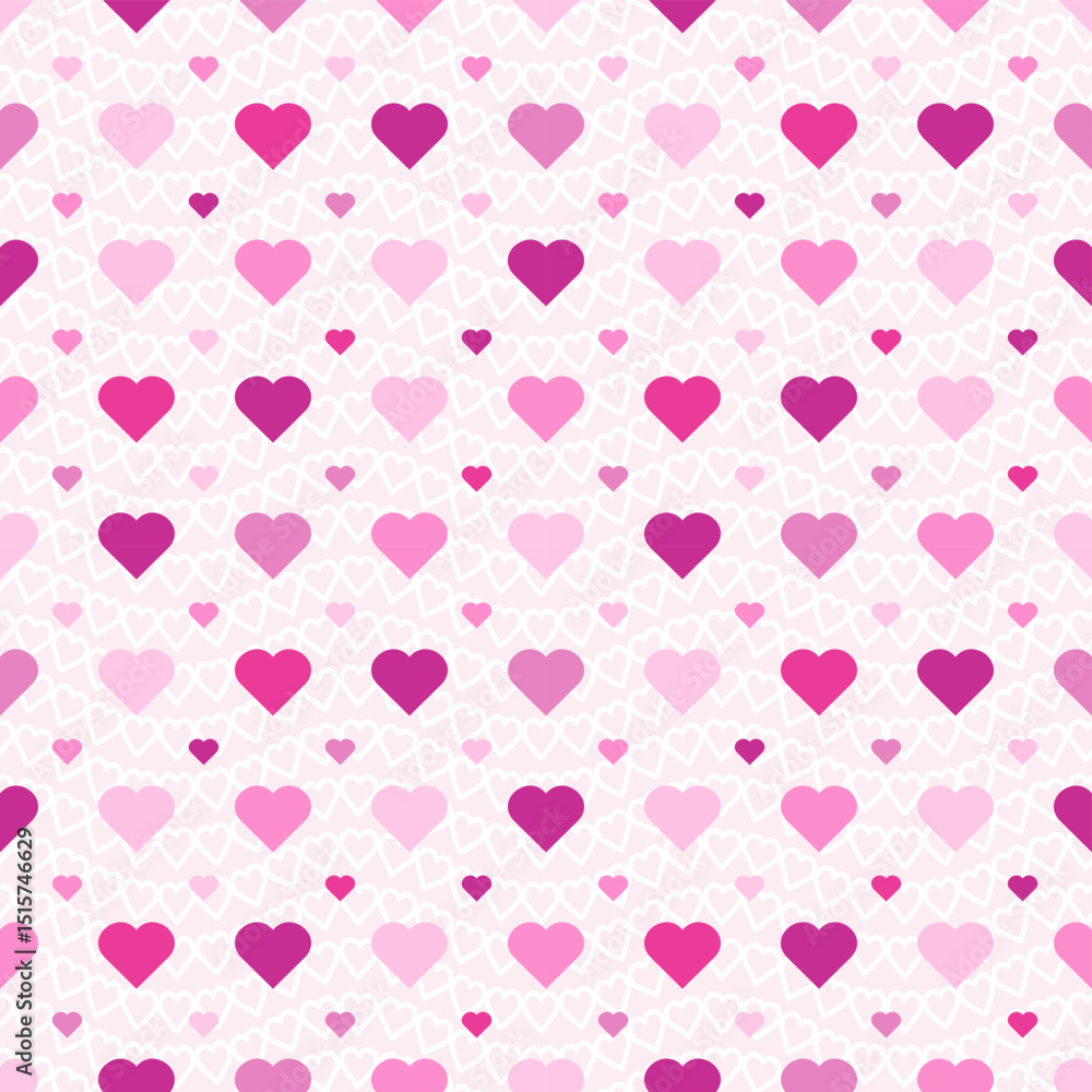 Pink Heart Mosaic, seamless vector pattern with rosy hearts in a pinky palette. Perfect for backgrounds, textiles, and festive banner designs, spreads love and joy with every symbol Pink Heart Mosaic, seamless vector pattern with rosy hearts in a pinky palette. Perfect for backgrounds, textiles, and festive banner designs, spreads love and joy with every symbol