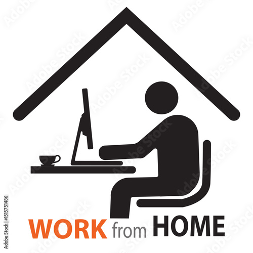 Work from home concept.  People working from home or Home office icon. vector.