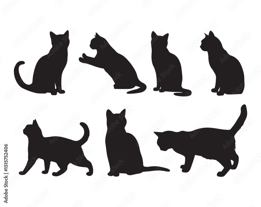Black cat silhouettes set (vector EPS file) Black cat silhouettes set (vector EPS file)