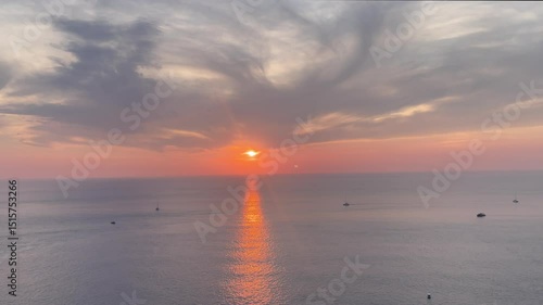 Sunset sun shining on Promthep Island in Thailand
