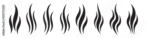 Stylised Black Smoke & Steam Icons - Vector Aroma Silhouettes Set