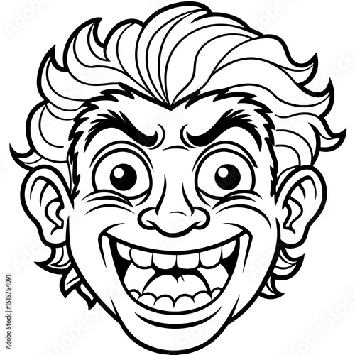 Cartoon boy face with mischievous grin