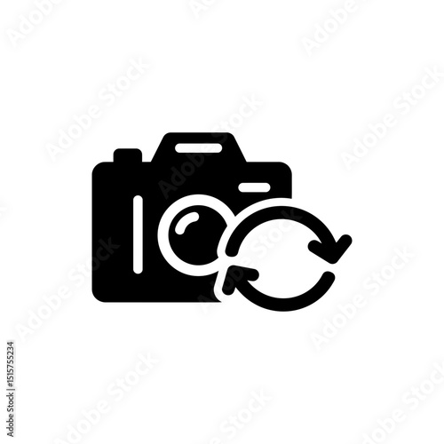 Camera with Rotate Icon Representing Image Rotation and Editing