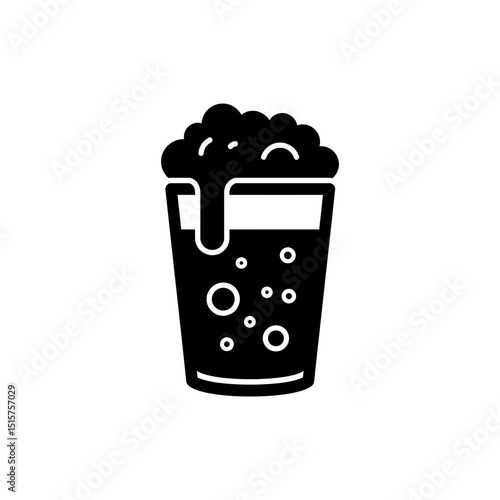Frothy Drink with Bubbles Above Rim for Refreshing Beverages